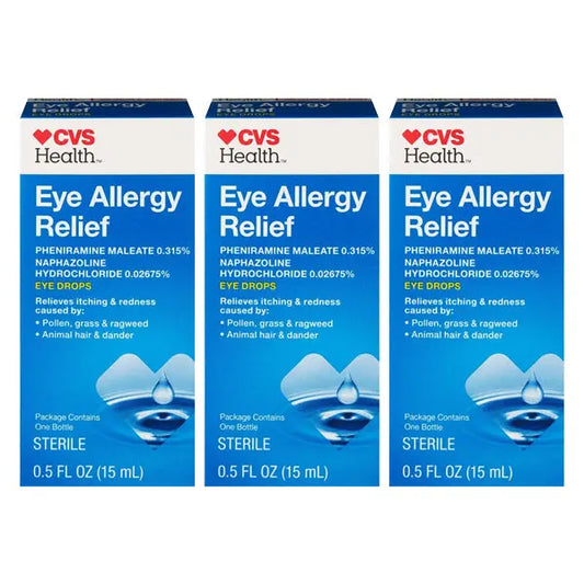 3 Pack - CVS Health Eye Allergy Relief Sterile Eye Drops 0.5oz CVS
