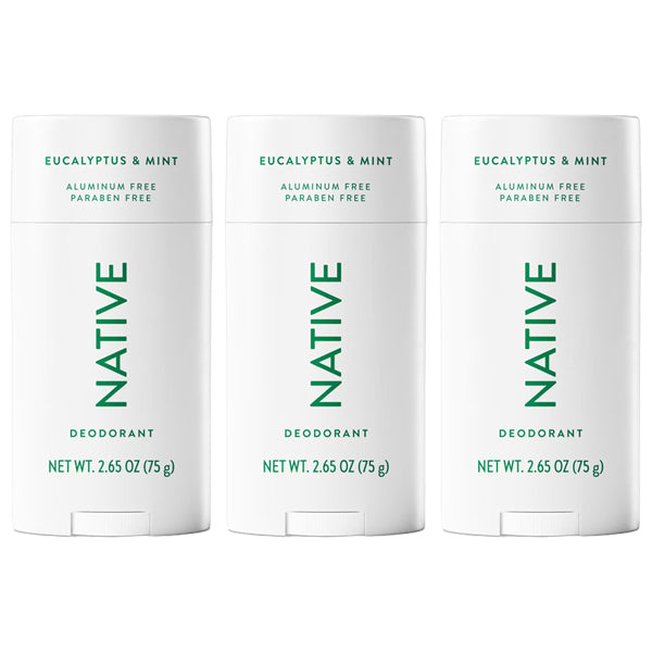3 Pack - Native Aluminum Free Solid Deodorant Eucalyptus & Mint 2.65oz Native