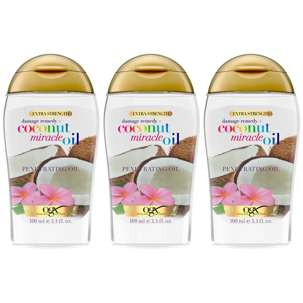 3 Pack - OGX Extra Strength Damage Remedy + Coconut Miracle Hair Oil Treatment 3.3oz OGX