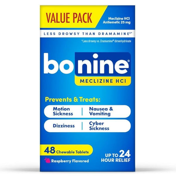 3 Pack - Bonine Non Drowsy Motion Sickness Relief Raspberry 48 Count Bonine