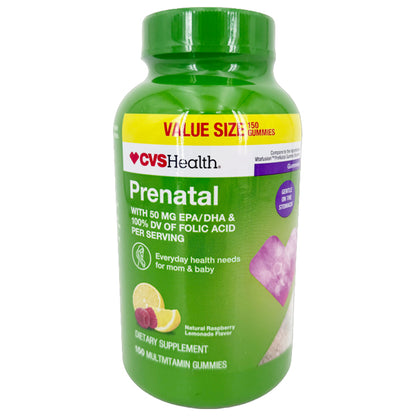 3 Pack - CVS Health Prenatal Multivitamin Gummies Raspberry Lemonade 150 Count CVS