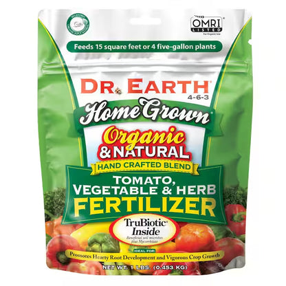 3 Pack - Dr. Earth 1 lb 15 sq ft Organic Home Grown Tomato Vegetable and Herb Dry Fertilizer