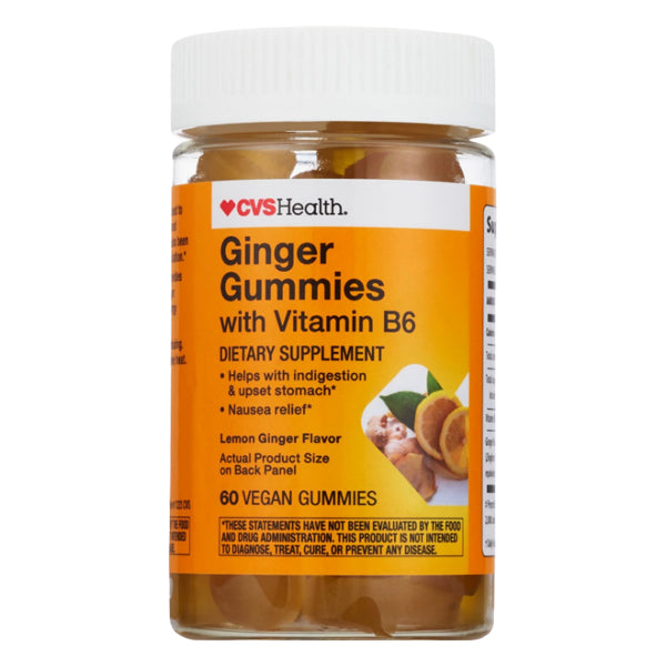 3 Pack - CVS Health Ginger Gummies with Vitamin B6 Lemon Ginger Flavor 60 Count CVS