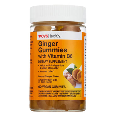 3 Pack - CVS Health Ginger Gummies with Vitamin B6 Lemon Ginger Flavor 60 Count CVS
