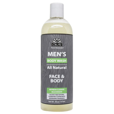 3 Pack - OKAY Pure Naturals Men's All Natural Body & Face Wash 16 oz