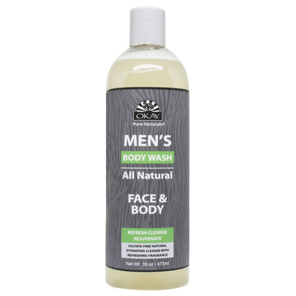 3 Pack - OKAY Pure Naturals Men's All Natural Body & Face Wash 16 oz