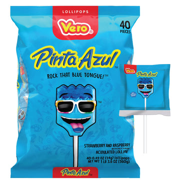 3 Pack - Vero PintaAzul Strawberry Raspberry Candy Lollipops 40 Count