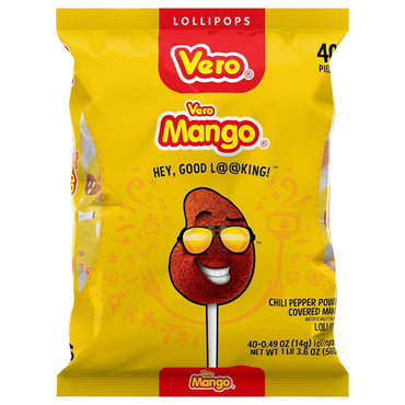 3 Pack - Vero Mango Lollipops Coated with Chili Powder 40 Count