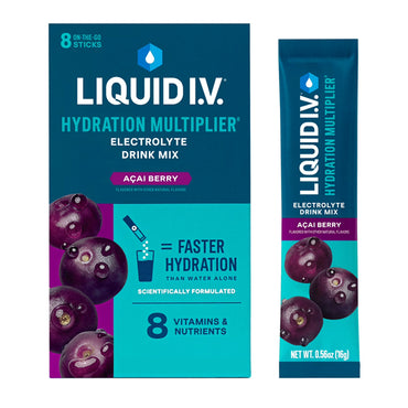 3 Pack - Liquid I.V. Hydration Multiplier Electrolite Drink Mix Acai Berry 8 Count Each