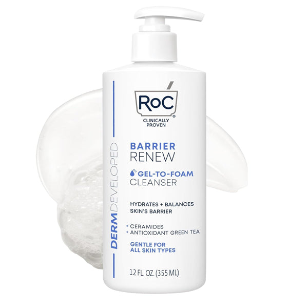 3 Pack - RoC Barrier Renew Gel to Foam Non Drying Foaming Facial Cleanser 12oz RoC