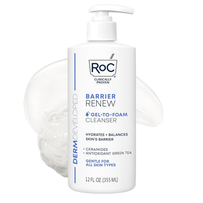 3 Pack - RoC Barrier Renew Gel to Foam Non Drying Foaming Facial Cleanser 12oz RoC