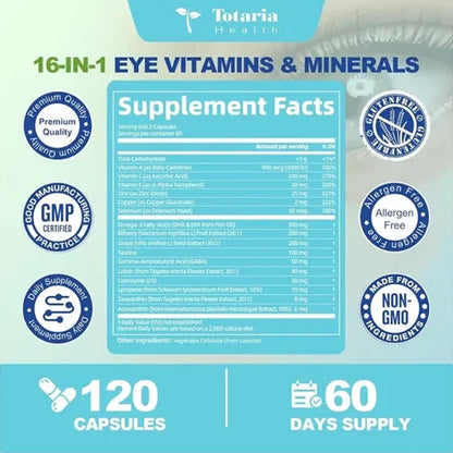 3 Pack - Totaria Health Eye Healthy Vitamin Supplement 120 Capsules Totaria