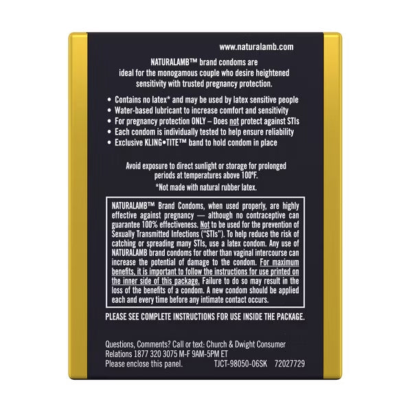 3 Pack - Trojan Naturalamb Latex Free Lubricated Condoms 3ct Each