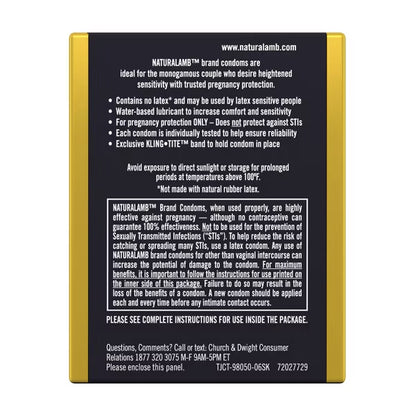 3 Pack - Trojan Naturalamb Latex Free Lubricated Condoms 3ct Each