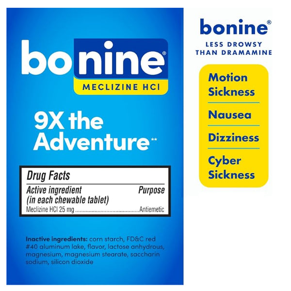 3 Pack - Bonine Non Drowsy Motion Sickness Relief Raspberry 48 Count Bonine