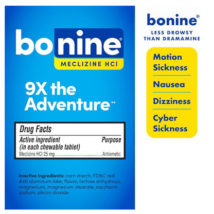 3 Pack - Bonine Non Drowsy Motion Sickness Relief Raspberry 48 Count Bonine