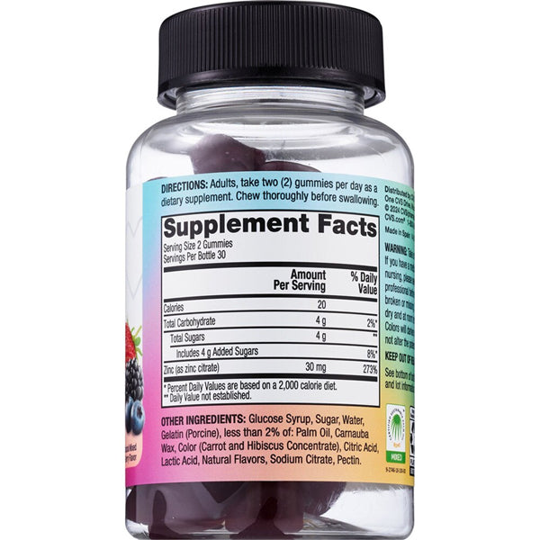 3 Pack - CVS Health Zinc Gummies Mixed Berry Flavor 60 Count Each CVS