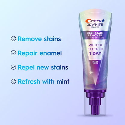 3 Pack - Crest 3D White Deep Stain Remover Ultra White Toothpaste 3.1oz Crest