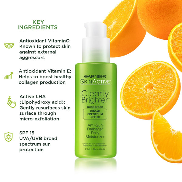 3 Pack - Garnier SkinActive Clearly Brighter SPF 30 Face Moisturizer 2.5oz Garnier