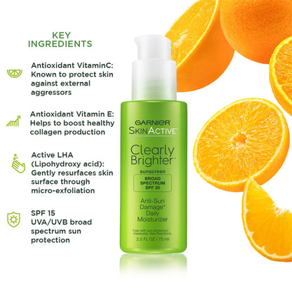 3 Pack - Garnier SkinActive Clearly Brighter SPF 30 Face Moisturizer 2.5oz Garnier