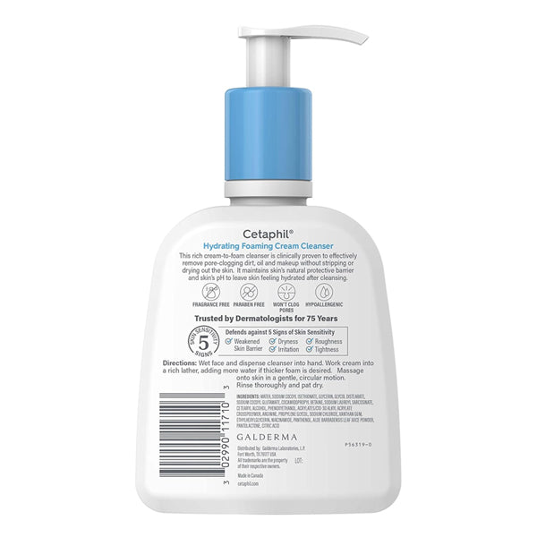 3 Pack - Cetaphil Cream to Foam Face Wash Hydrating Foaming Cream Cleanser 8oz Cetaphil
