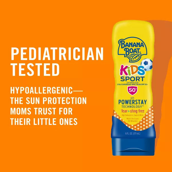 3 Pack - Banana Boat Kids Sport SPF50+ Sunscreen Lotion Tear+Sting Free 6oz