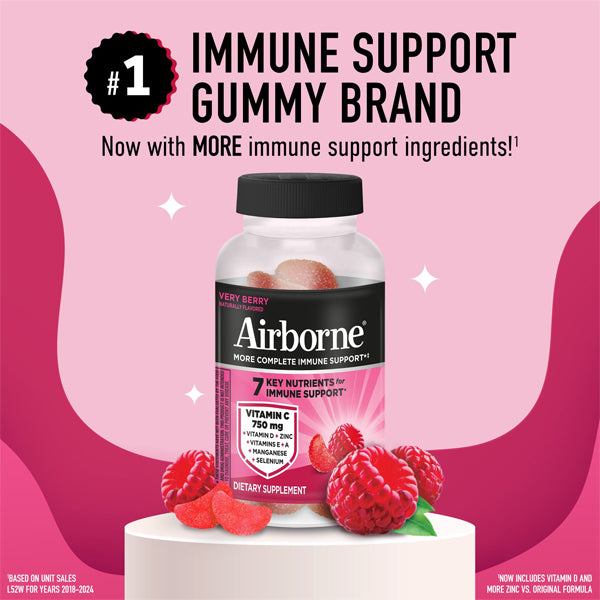 3 Pack - Airborne Mixed Berry Vitamin C Gummies Immune Support 21 Count