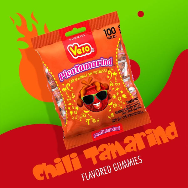 3 Pack - Vero PicaTamarind Tamarind Flavor Gummy Treats Coated With Chili Powder 100 Count