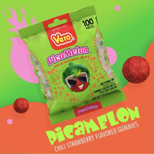 3 Pack - Vero PicaMelon Watermelon Chili Powder Covered Gummies 100 Count Vero