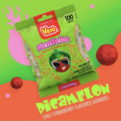 3 Pack - Vero PicaMelon Watermelon Chili Powder Covered Gummies 100 Count Vero