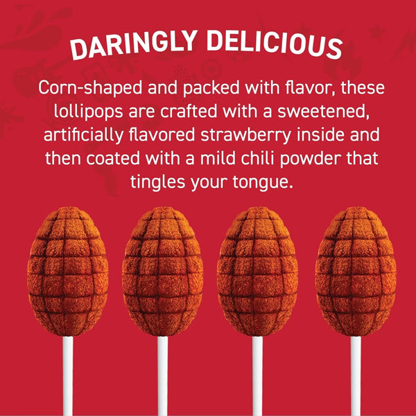 3 Pack - Vero Elotes Chili Pepper Covered Strawberry Lollipops 40 Count