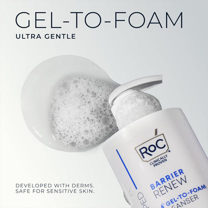 3 Pack - RoC Barrier Renew Gel to Foam Non Drying Foaming Facial Cleanser 12oz RoC