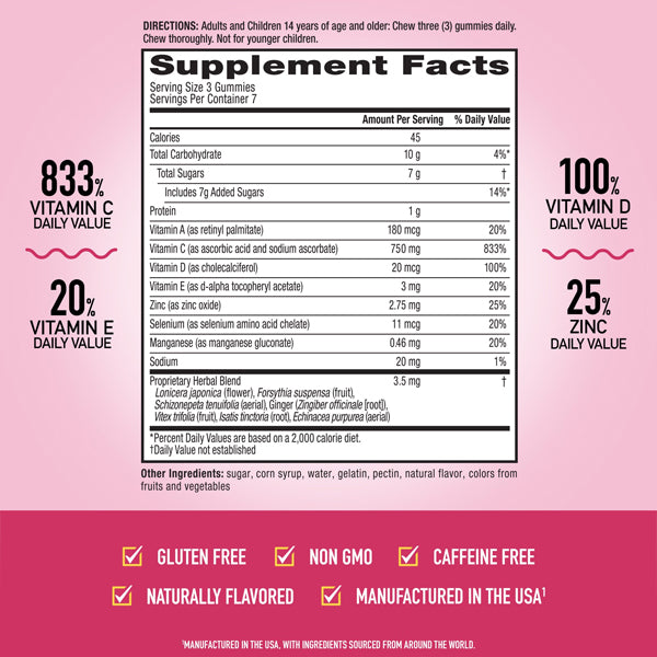 3 Pack - Airborne Mixed Berry Vitamin C Gummies Immune Support 21 Count