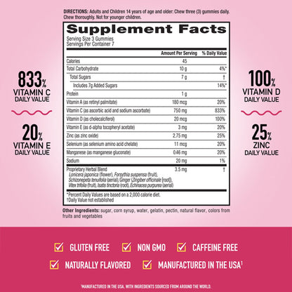 3 Pack - Airborne Mixed Berry Vitamin C Gummies Immune Support 21 Count