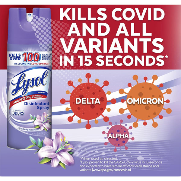 3 Pack - Lysol Antibacterial Disinfectant Spray Early Morning Breeze 12.5oz