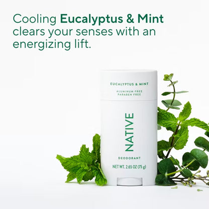 3 Pack - Native Aluminum Free Solid Deodorant Eucalyptus & Mint 2.65oz Native