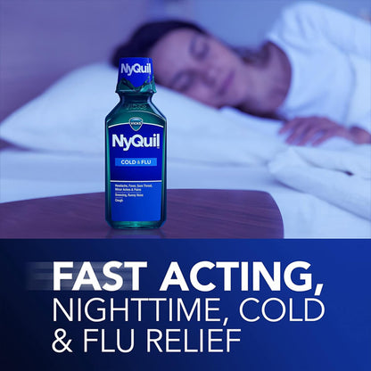 3 Pack - Vicks NyQuil Original Flavor Nighttime Cold & Flu Symptom Relief 12oz