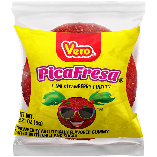 3 Pack - Vero Picafresa Strawberry Chili Powder Covered Gummies 100 Count