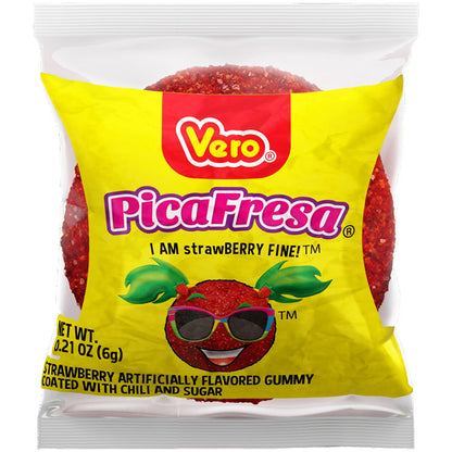 3 Pack - Vero Picafresa Strawberry Chili Powder Covered Gummies 100 Count