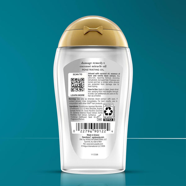 3 Pack - OGX Extra Strength Damage Remedy + Coconut Miracle Hair Oil Treatment 3.3oz OGX
