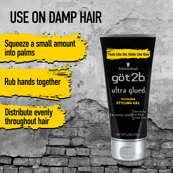 3 Pack - got2b Ultra Glued Invincible Extra Strong Hold Hair Gel 6oz got2b