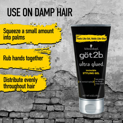 3 Pack - got2b Ultra Glued Invincible Extra Strong Hold Hair Gel 6oz got2b