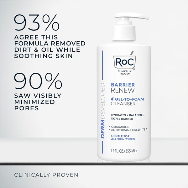 3 Pack - RoC Barrier Renew Gel to Foam Non Drying Foaming Facial Cleanser 12oz RoC
