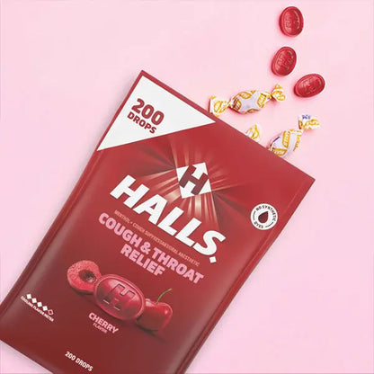 3 Pack - HALLS Cough and Throat Relief Cherry Cough Drops Value Pack 200 Count Halls