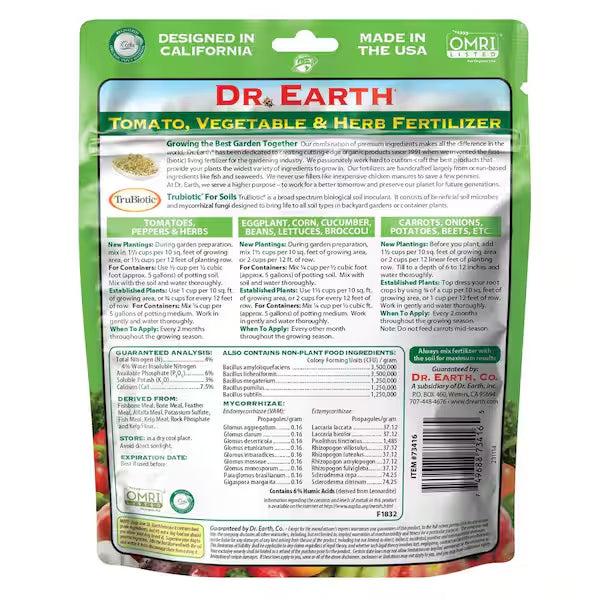 3 Pack - Dr. Earth 1 lb 15 sq ft Organic Home Grown Tomato Vegetable and Herb Dry Fertilizer