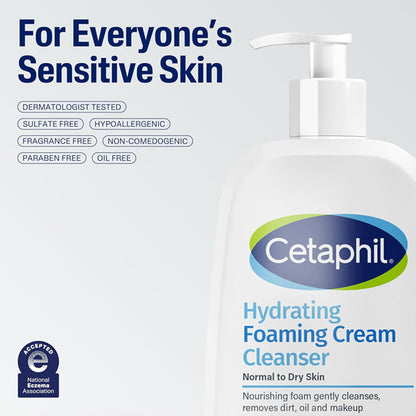 3 Pack - Cetaphil Cream to Foam Face Wash Hydrating Foaming Cream Cleanser 8oz Cetaphil