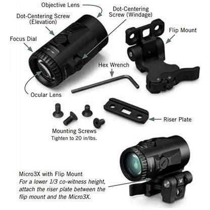 Vortex Optics Micro 3x Red Dot Sight Magnifier with Quick-Release Mount