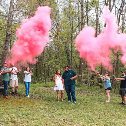 BABY GENDER REVEAL 4-Pack Hand Held Air Filled Party Popper 2 Pink 2 Blue Adventure Awaits