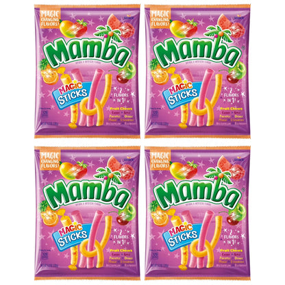 4 Pack - Mamba Magic Sticks 2 Flavors in 1 Fruit Chews Candy 6.3oz