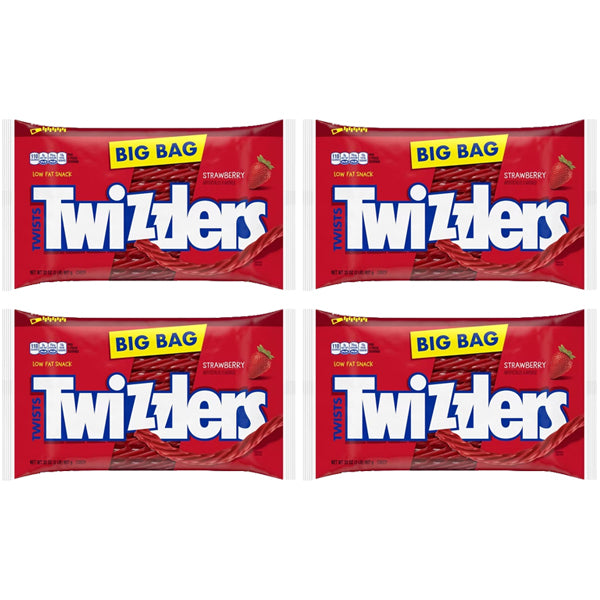 4 Pack - Twizzlers Twists Strawberry Licorice Candy Zipper Bag 32oz